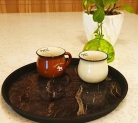 سینی گرد کوچک رایکا طرح سنگ