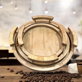 سینی سه تیکه گرد و مربع چوبی